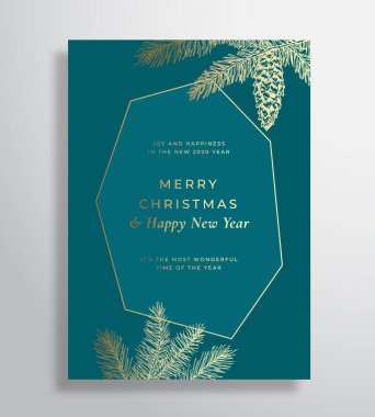 Mutlu Noeller Soyut Vektör Çerçeve Kartı, Poster veya Tatil Arkaplanı. Altın Gradyan ve Typography ile klas renkler. Strobile ile Yumuşak Gölgeler ve Çizimler.