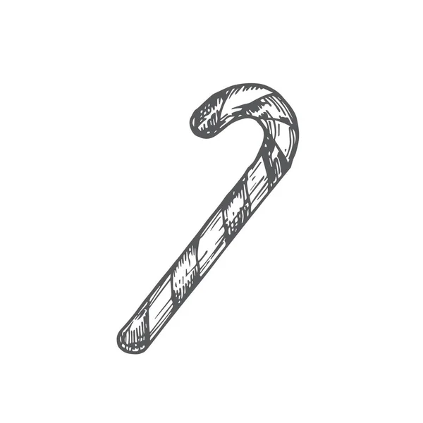 Hand Drawn Christmas Candy Cane Vector Illustration. Abstraktní Rustic Sketch. Kresba stylu rytí zimních prázdnin. — Stockový vektor