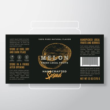 El yapımı meyve serpme ya da reçel etiketi şablonu. Soyut Vektör Paketleme Tasarımı Düzeni. Dilimlenmiş Siluet Arkaplanlı El Karpuzu ile Modern Tipografi SancağıName.