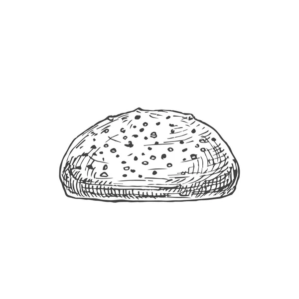 벡터 베이커리 스케치. 손으로 그린 삽화 (Hand Drawn Illustration of a Loaf of Home Made Bread). 고립됨 — 스톡 벡터