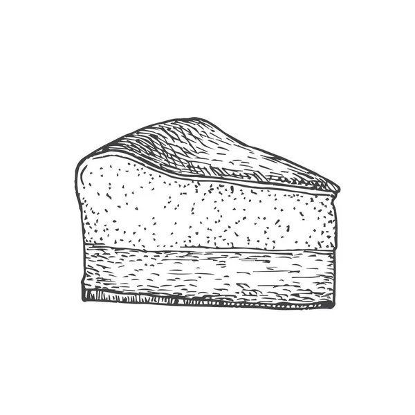 Bolo de queijo Doces mão desenhada Doodle Vector Ilustração. Desenho Confeccionário Estilo Esboço. Isolados —  Vetores de Stock