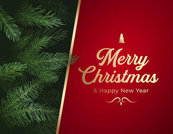 Vánoce a Nový rok Abstraktní vektorové přání nebo plakát. Pine větve Pozadí s textem Kopírovat prostor a Typografie. Šablona pozvánky nebo šablona dekorace pro zimní svátky — Stockový vektor