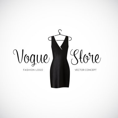 Moda Vogue mağaza Logo şablonu siyah elbise ile