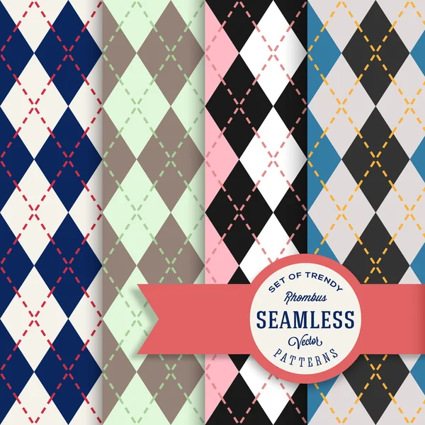 Vector Inglés Rhombus Seamless Pattern Set — Archivo Imágenes Vectoriales