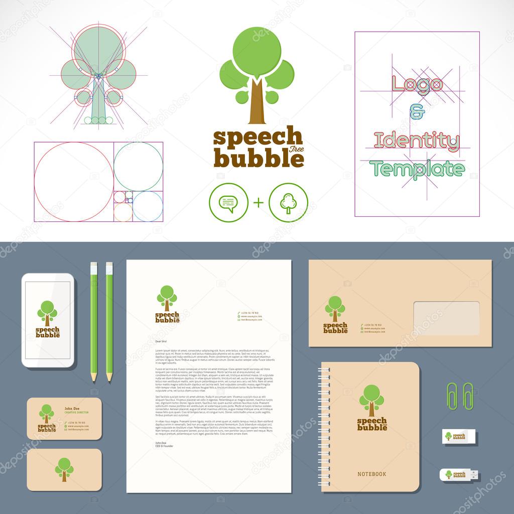 Speech Bubble Tree Logo and Identity Template