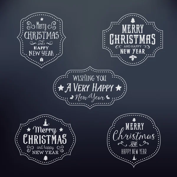 Vintage tipografía Navidad vector insignias conjunto — Vector de stock