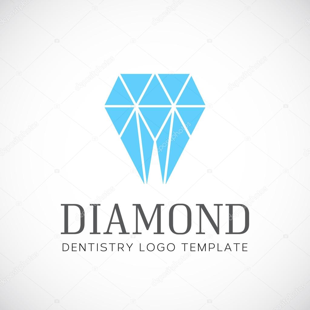 Diamond Dentistry Tooth Abstract Vector Logo Template With Typography