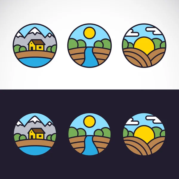 Nature Landscape Logo Template Set — Stock Vector