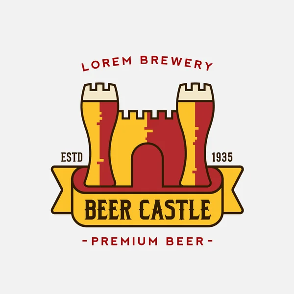 Modello di logo vettoriale del castello della birra — Vettoriale Stock