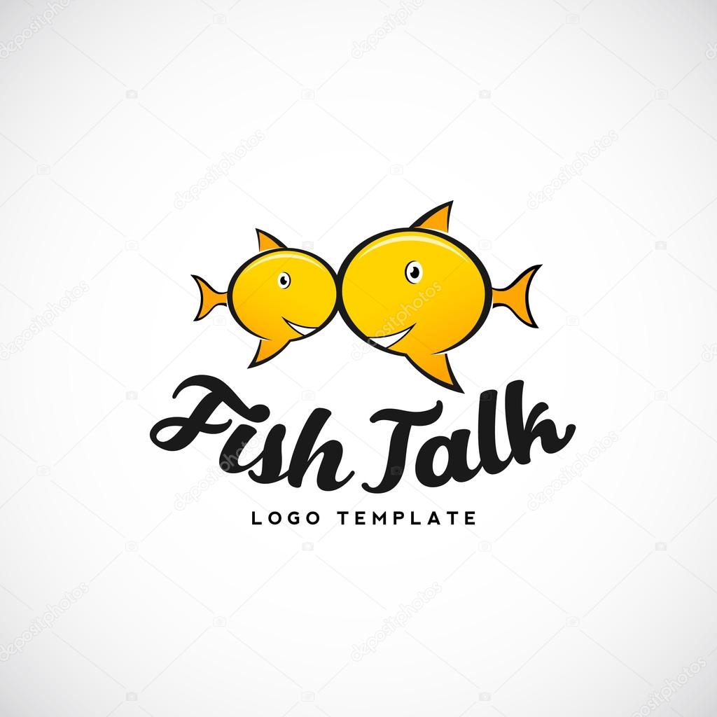 Fish Talking Abstract Vector Logo with Typography