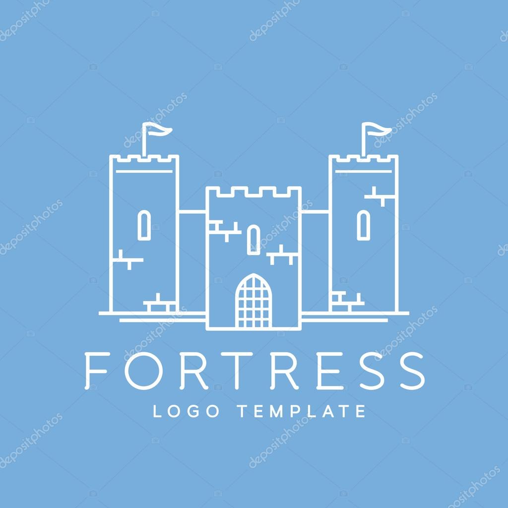 Abstract Fortress Line Style or Outlined Vector Logo Template