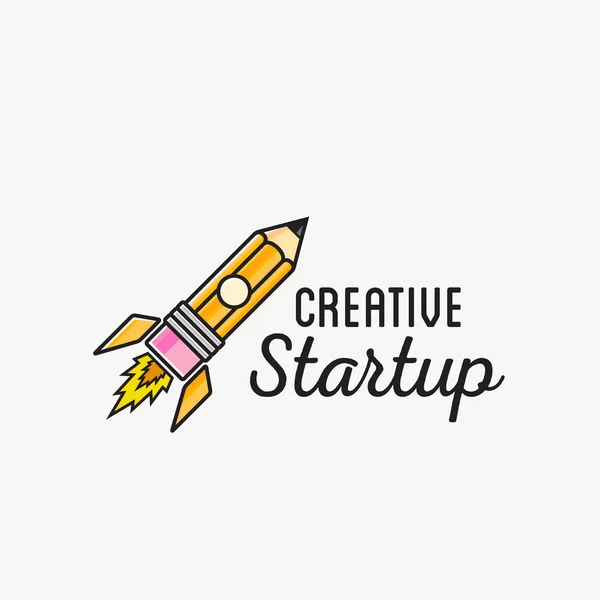Creativo Startup Rocket Resumen Vector Logo Plantilla o etiqueta, insignia. Ilustración aislada . — Archivo Imágenes Vectoriales