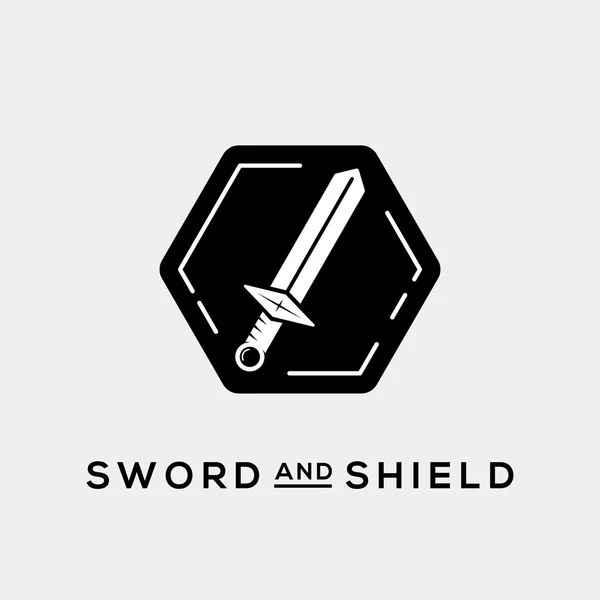 剣と盾の抽象的なベクトルのロゴのテンプレートやアイコン — ストックベクタ