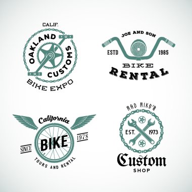 Set of Vector Retro Bicycle Custom Labels or Logos clipart