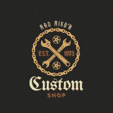 Retro Vector Bicycle Custom Shop Label or Logo Design clipart
