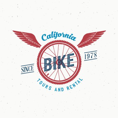Retro Vector Bicycle Tours and Rental Label or Logo Design clipart