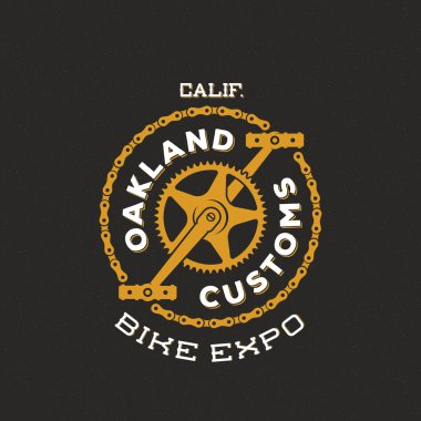 Retro vektör Bisiklet özel gösteri Expo etiket veya Logo tasarımı
