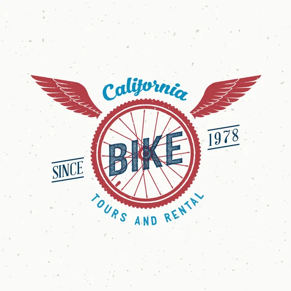 Ретро-векторные велосипедные туры и прокат этикетки или логотипа — стоковый вектор