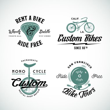 Vektör Retro Bisiklet özel ve Kiralama etiket veya Logo şablonlar kümesi
