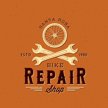 Retro Bycicle Repair Vector Label or Logo Template clipart