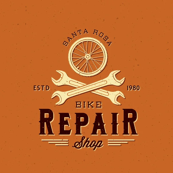 Retro Bycicle riparazione etichetta vettoriale o logo modello — Vettoriale Stock