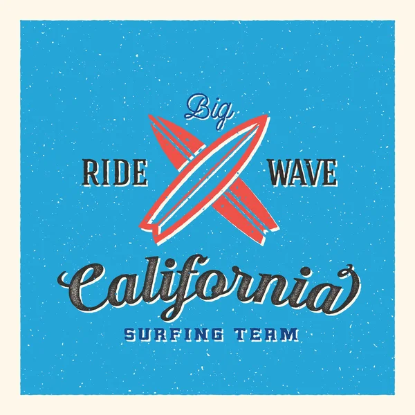 California Surfing Team Etichetta astratta del vettore o modello di logo — Vettoriale Stock