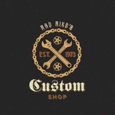 Retro Vector Bicycle Custom Shop Label or Logo Template clipart