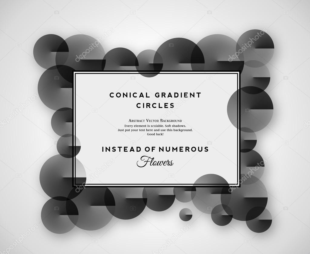 Retro Frames Like Abstract Horisontal Vector Background. Victorian Style Imitation with Conical Gradient Circles Instead of Flowers. Clear Typography and Soft Shadows.