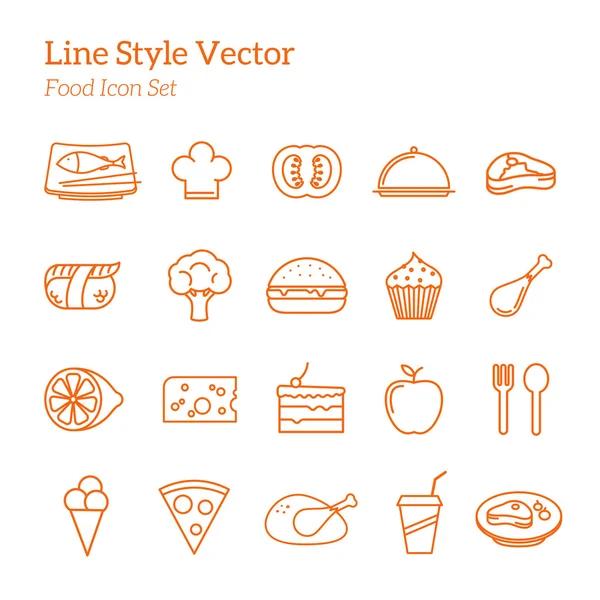 Set de iconos de alimentos de estilo vector de línea — Vector de stock