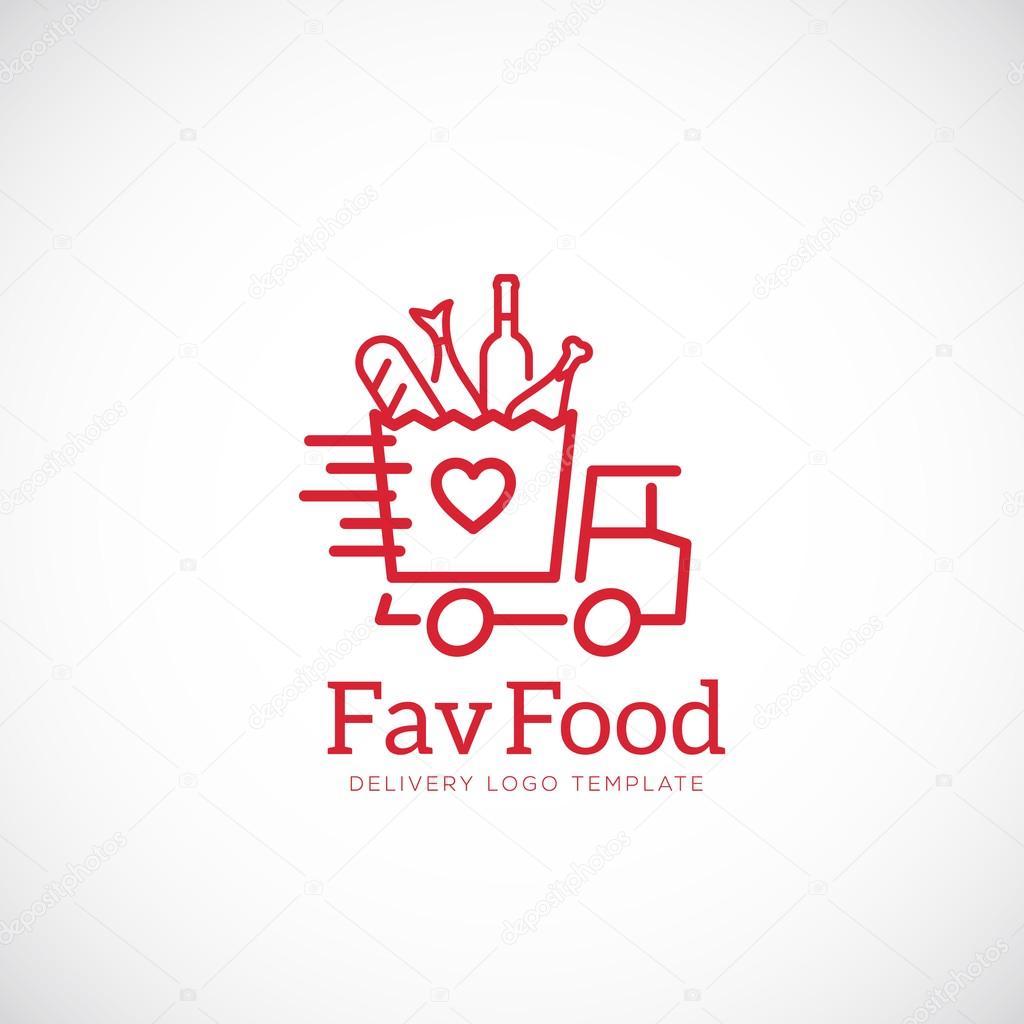 Favorite Food Delivery Abstract Vector Concept Icon or Logo Template. Isolated