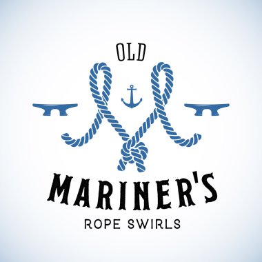 Eski Mariner soyut vektör Retro Logo şablonu veya tipografi Vintage etiketi