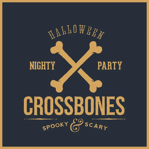 Streszczenie wektor Retro Halloween karty lub etykiety. Cross Bones ilustracja z typografii. Dobre dla Flayers, logo, plakaty, itp. — Wektor stockowy