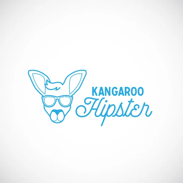 Szablon Logo linii stylu streszczenie wektor kangur Hipster twarz. — Wektor stockowy