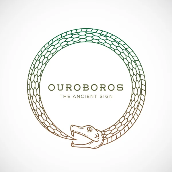 Abstract Vector Ouroboros Snake Symbol, Sign or a Logo Template in Line Style. Isolated — Stockvector