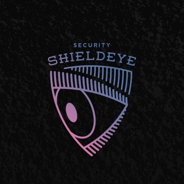 Kalkan göz güvenlik soyut vektör işaret, sembol veya Logo şablonu.