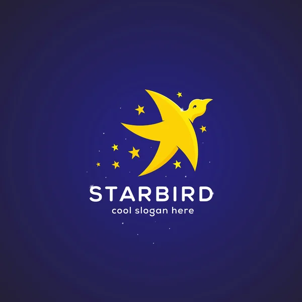 Star Bird Símbolo vectorial abstracto, icono o plantilla de logotipo — Vector de stock