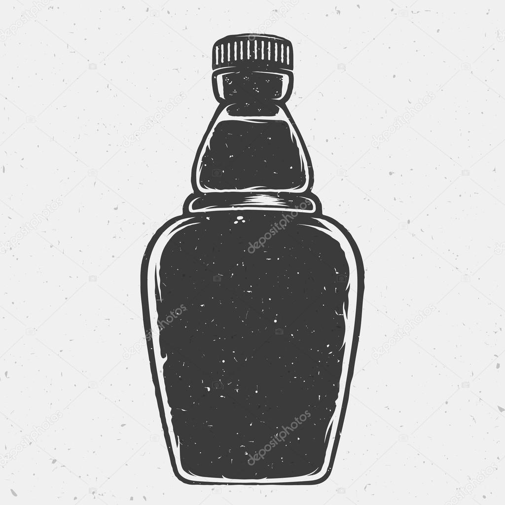 Hand Drawn Vector Bottle or a Flask. Good Shape for Motivation Quotes, Posters, Cards, Logos, etc. With Shabby Textures.