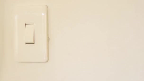 Woman Hand Switching White Switch White Wall House — Wideo stockowe