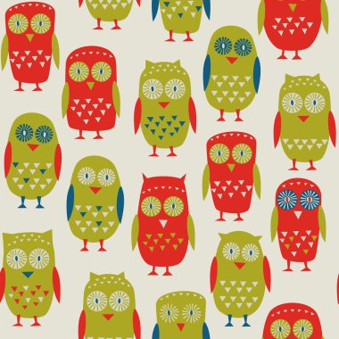 Renkli baykuşlarla kusursuz desen