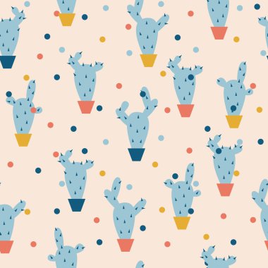 Şirin kaktüsler tencere ile Seamless Modeli