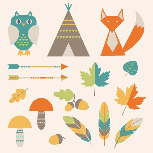 Set of native american symbols — Stock Vector