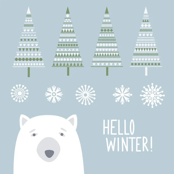 Вітальна листівка з білим ведмедем — стоковий вектор