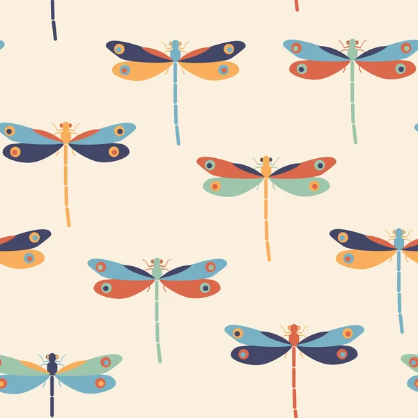 Padrão sem costura com libélulas —  Vetores de Stock