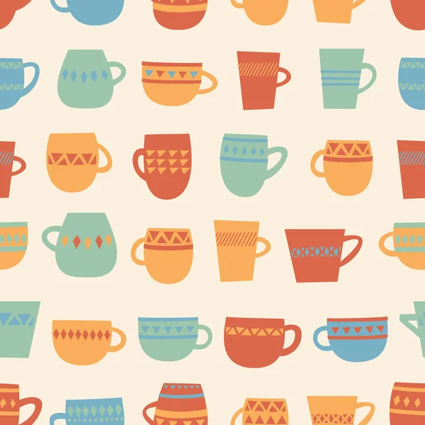 Seamless pattern with cups — Stock Vector