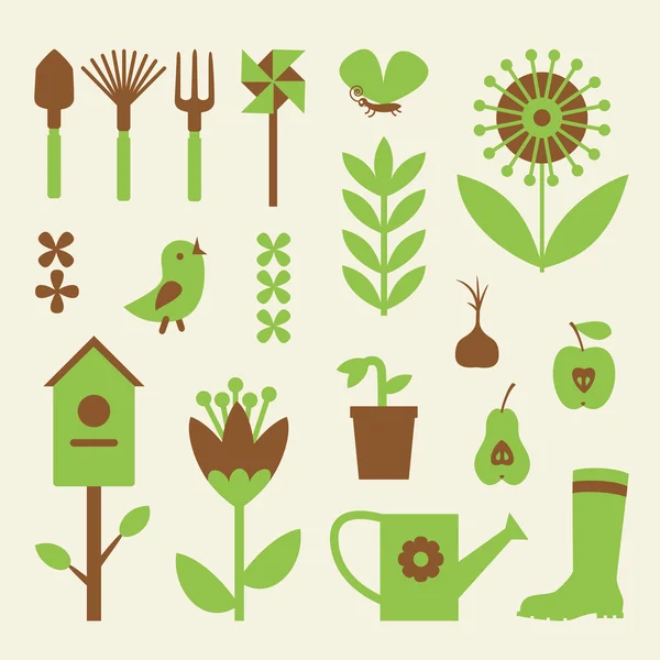 Coleção de jardim, elementos de design — Vetor de Stock