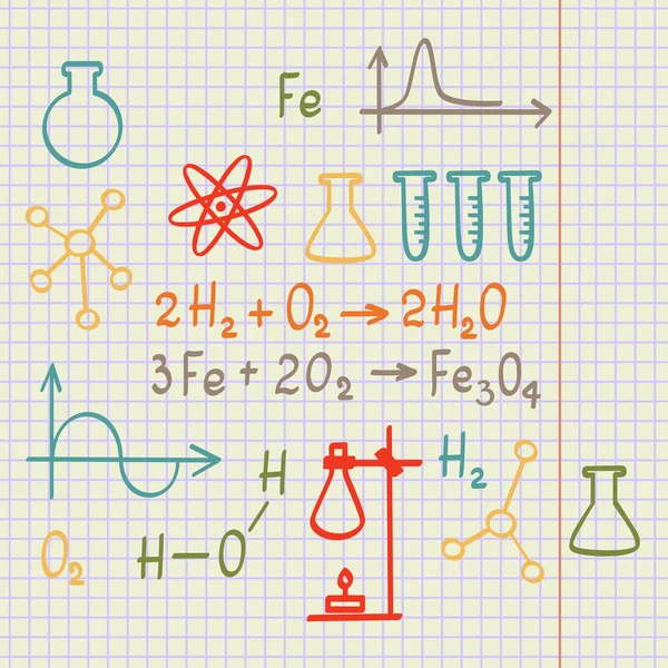 okul kare kağıt üzerinde kimyasal doodles
