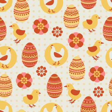 Paskalya seamless modeli ile yumurta, tavuk