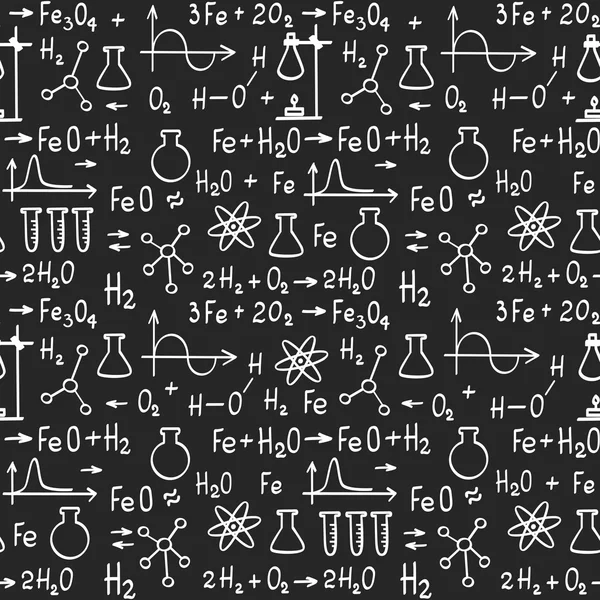 Hand tekenen chemie naadloze patroon. — Stockvector