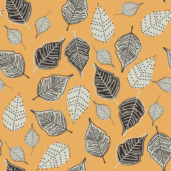 Autumn seamless pattern with leaves — Stock Vector