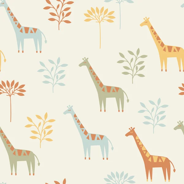 Nahtloses Muster mit niedlichen Giraffen — Stockvektor
